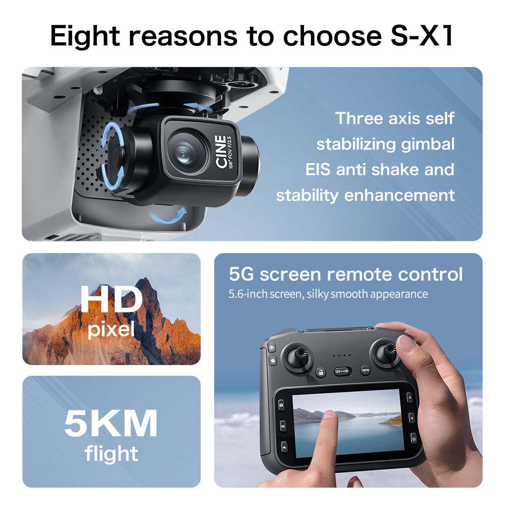 Original S-X1 GPS Foldable RC  - Drone Camera With Gimbal recension och pris